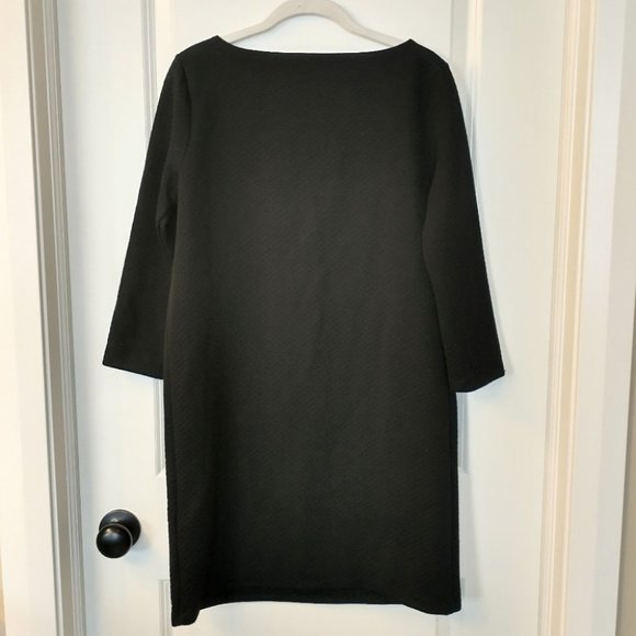 Women's Daisy Fuentes Black Quilted Texture 3/4 Sleeve Dress Size Small - Picture 2 of 9